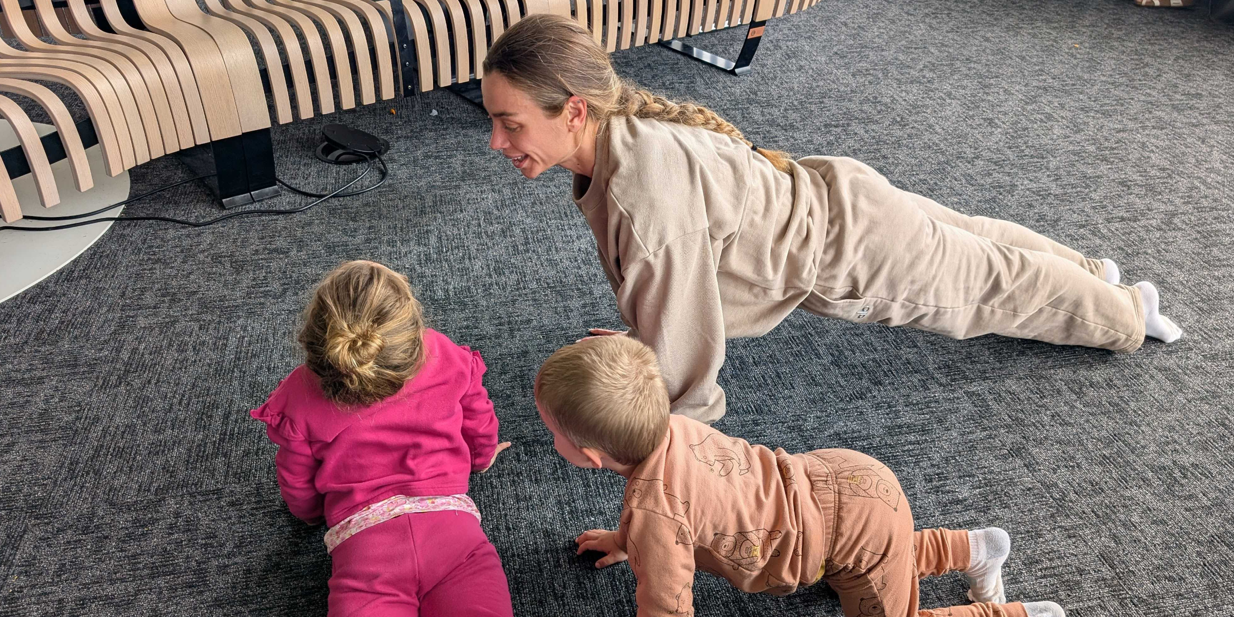 A group of people practicing yoga